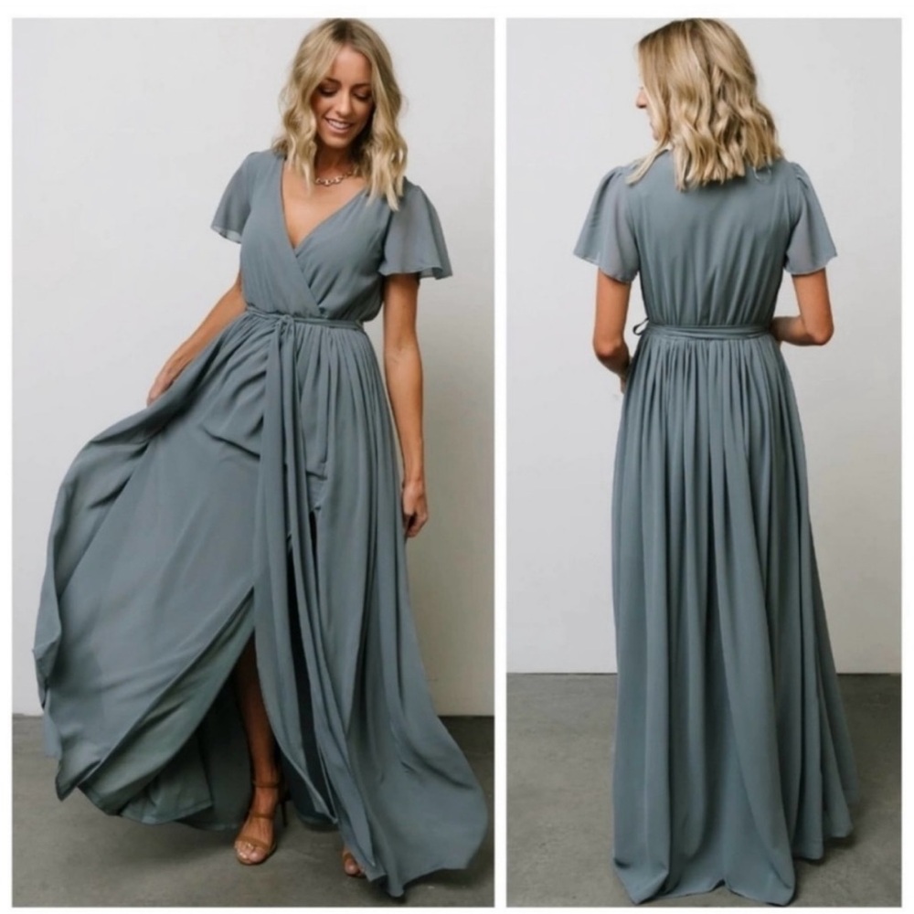 Baltic Born Dusty Blue Chiffon Kristina Maxi Dress